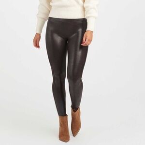 NWT Spanx High Rise Faux Leather Croc Leggings Brown/Black